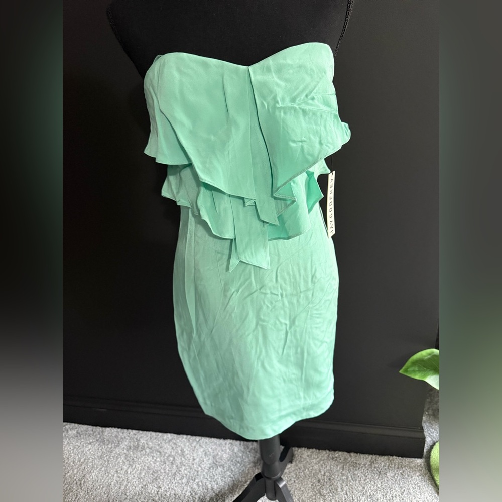 JAYGODFREY Strapless Mint Ruffle Dress